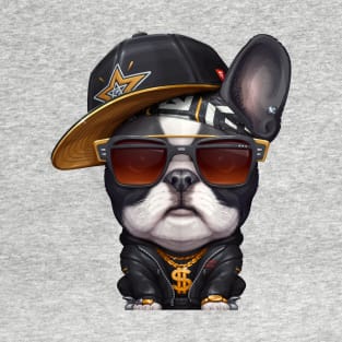 Brindle Pied French Bulldog Hip-Hop Super Star T-Shirt